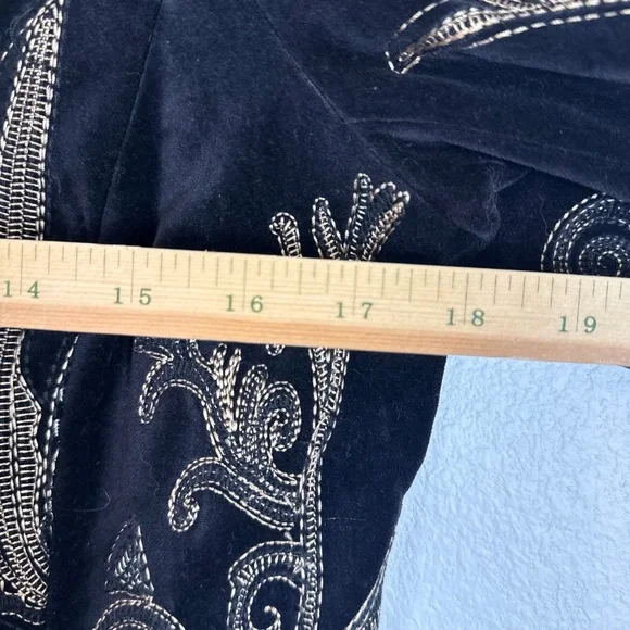 Peter Nygard Coat Size 6 Black Embroidered Long Sleeve Mandarin Collar Marant - Picture 8 of 8